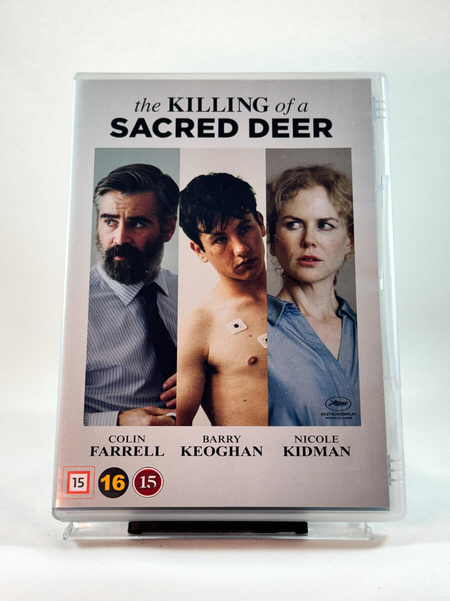 Forside av cover til The Killing of a Sacred Deer, brukt DVD hos Brukbar Film