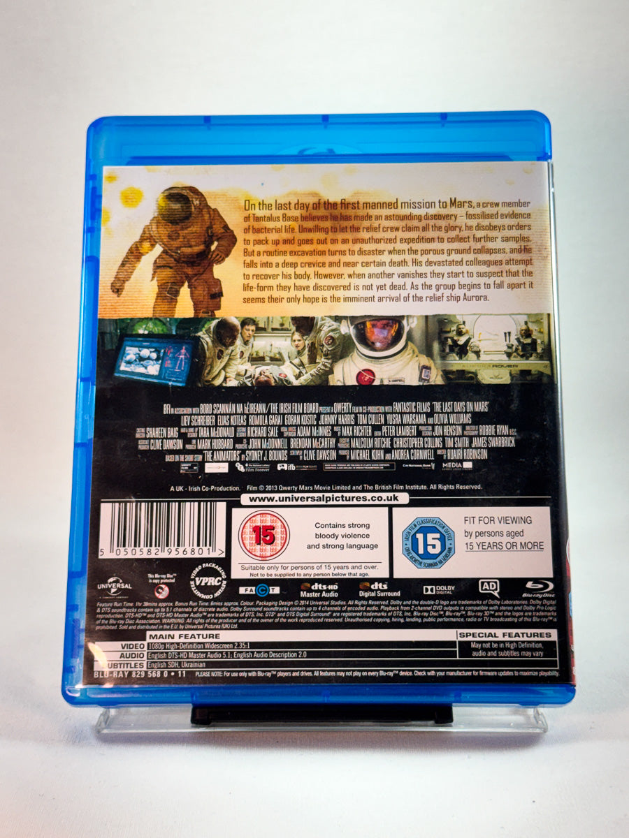 Bakside av cover til The Last Days on Mars, brukt Blu-ray hos Brukbar Film