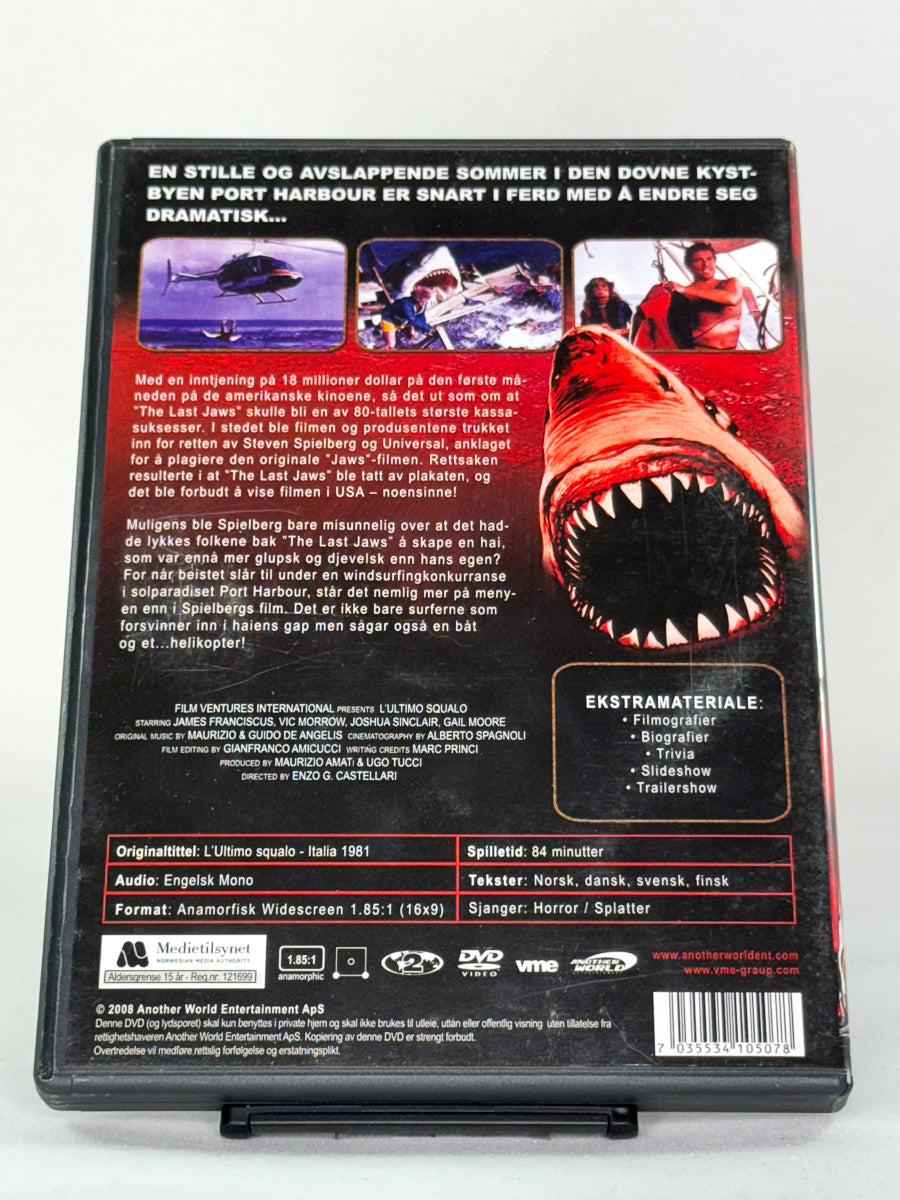 Baksidebilde av The Last Jaws DVD – sjelden kultklassiker på brukt DVD fra Brukbar Film