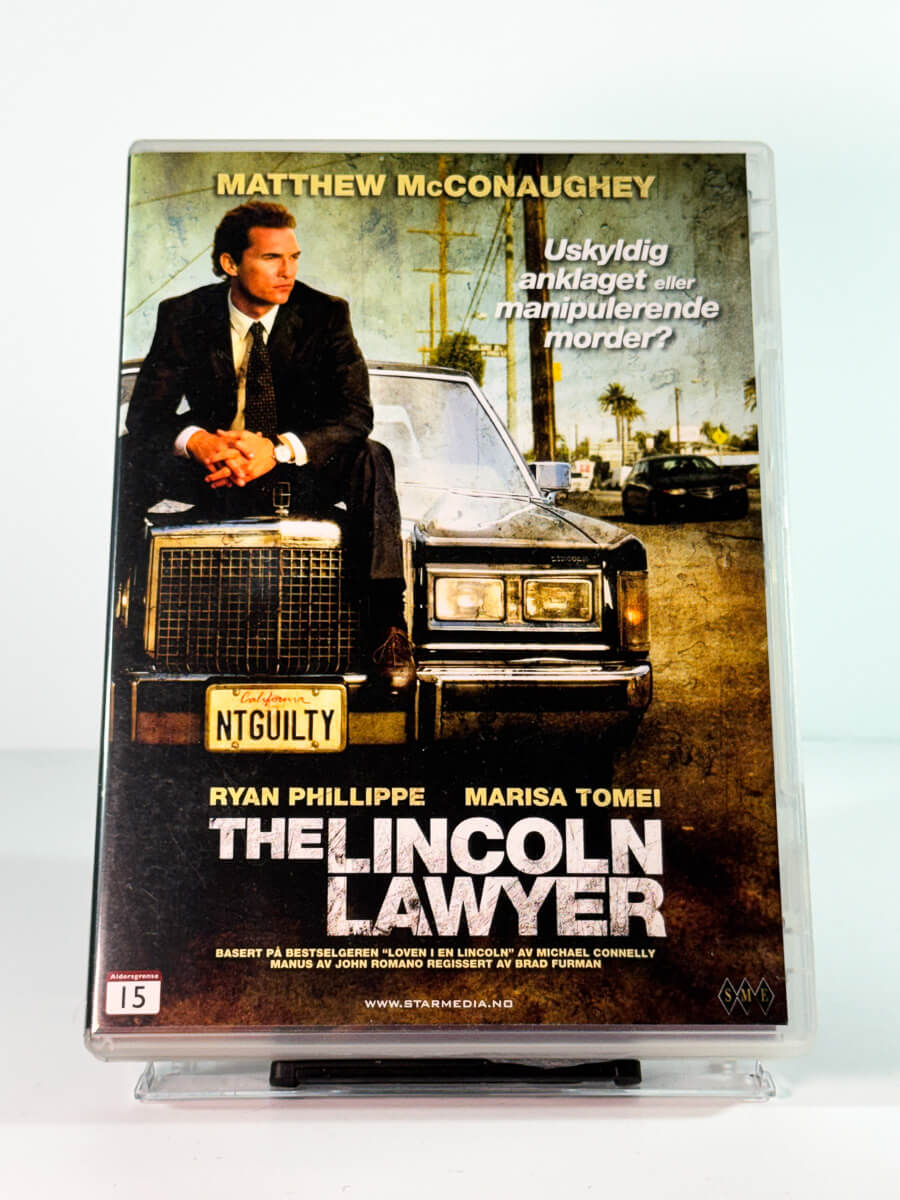 Forside av cover til the lincoln lawyer, brukt DVD hos Brukbar Film
