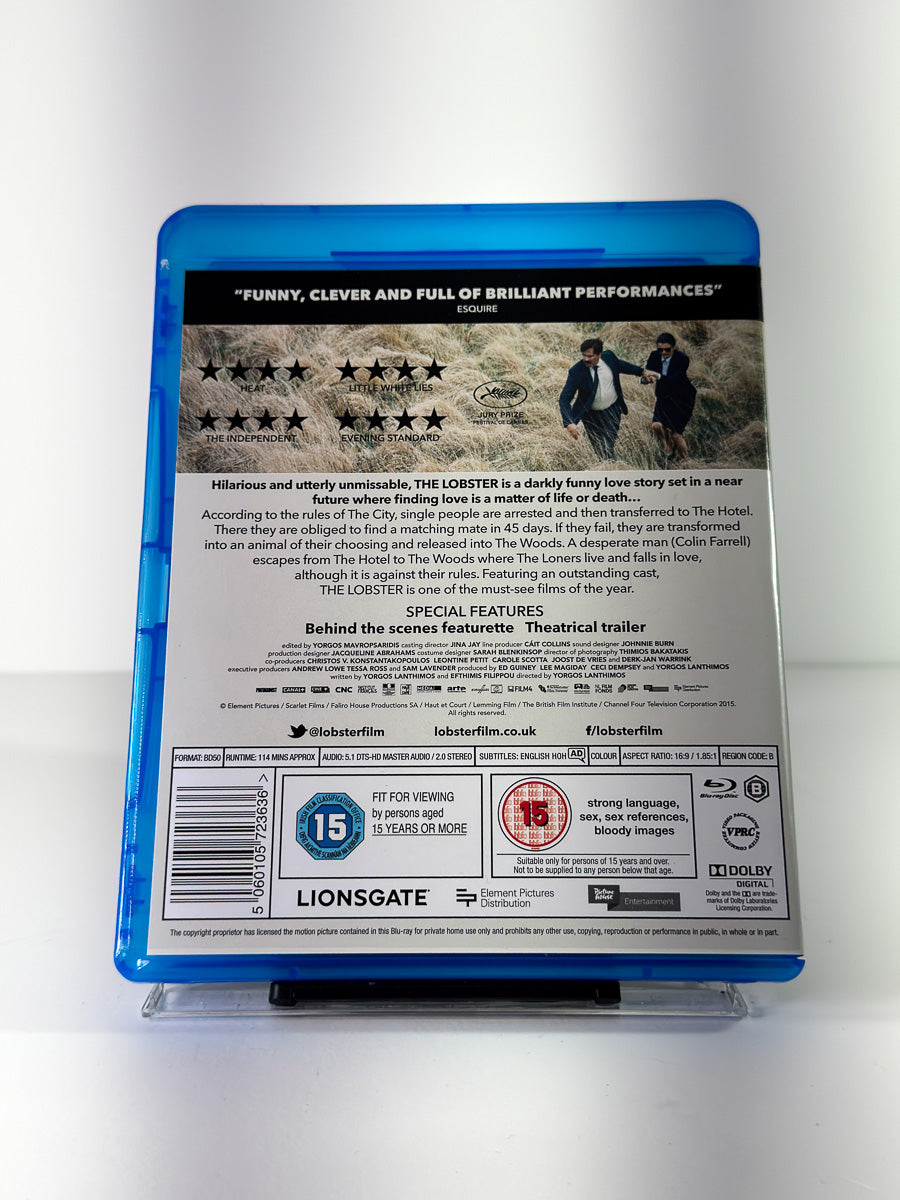 Bakside av cover til The Lobster på Blu-ray