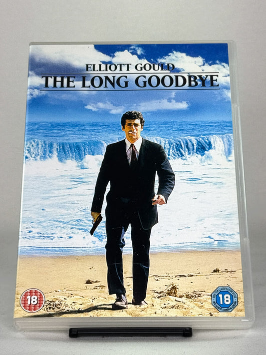 Forside av The Long Goodbye DVD-cover – noir-klassiker med Elliott Gould, brukt film fra Brukbar Film