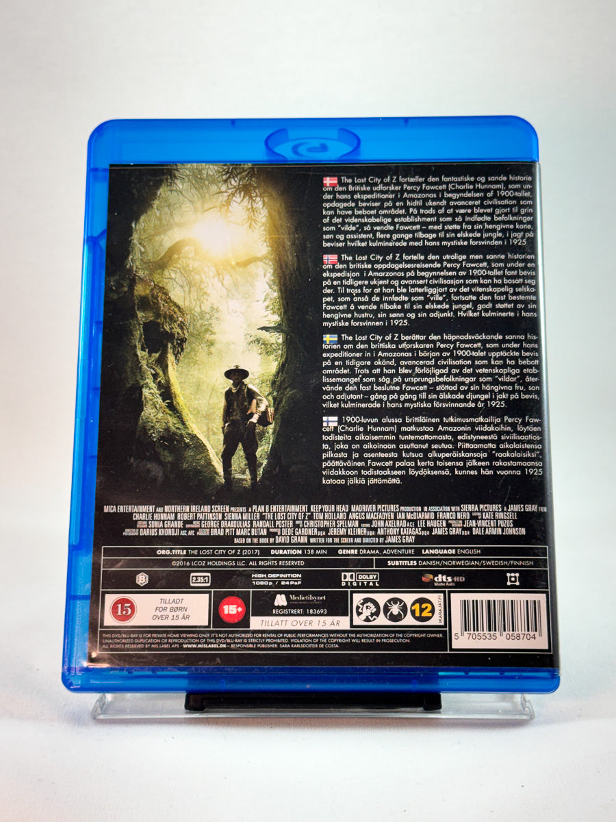 Bakside av cover til The Lost City of Z, bruktfilm hos nettbutikken Brukbar Film