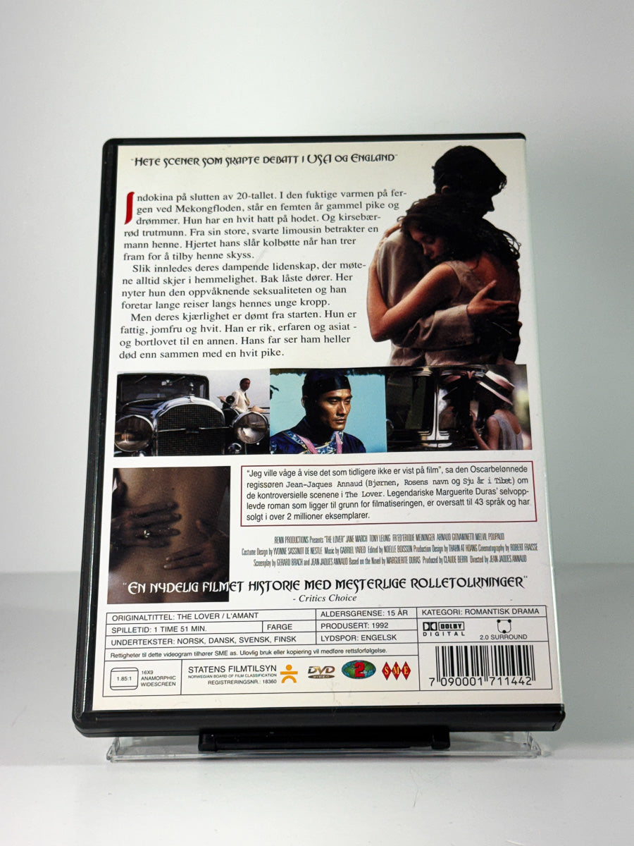 Bakside av cover til The Lover, bruktfilm på DVD hos Brukbar Film