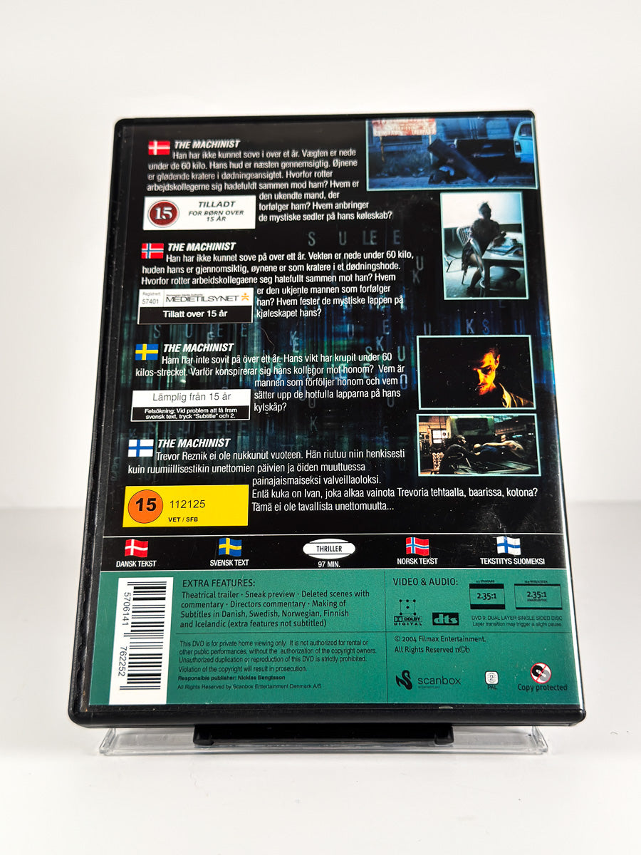 Bakside av cover til The Machinist på DVD