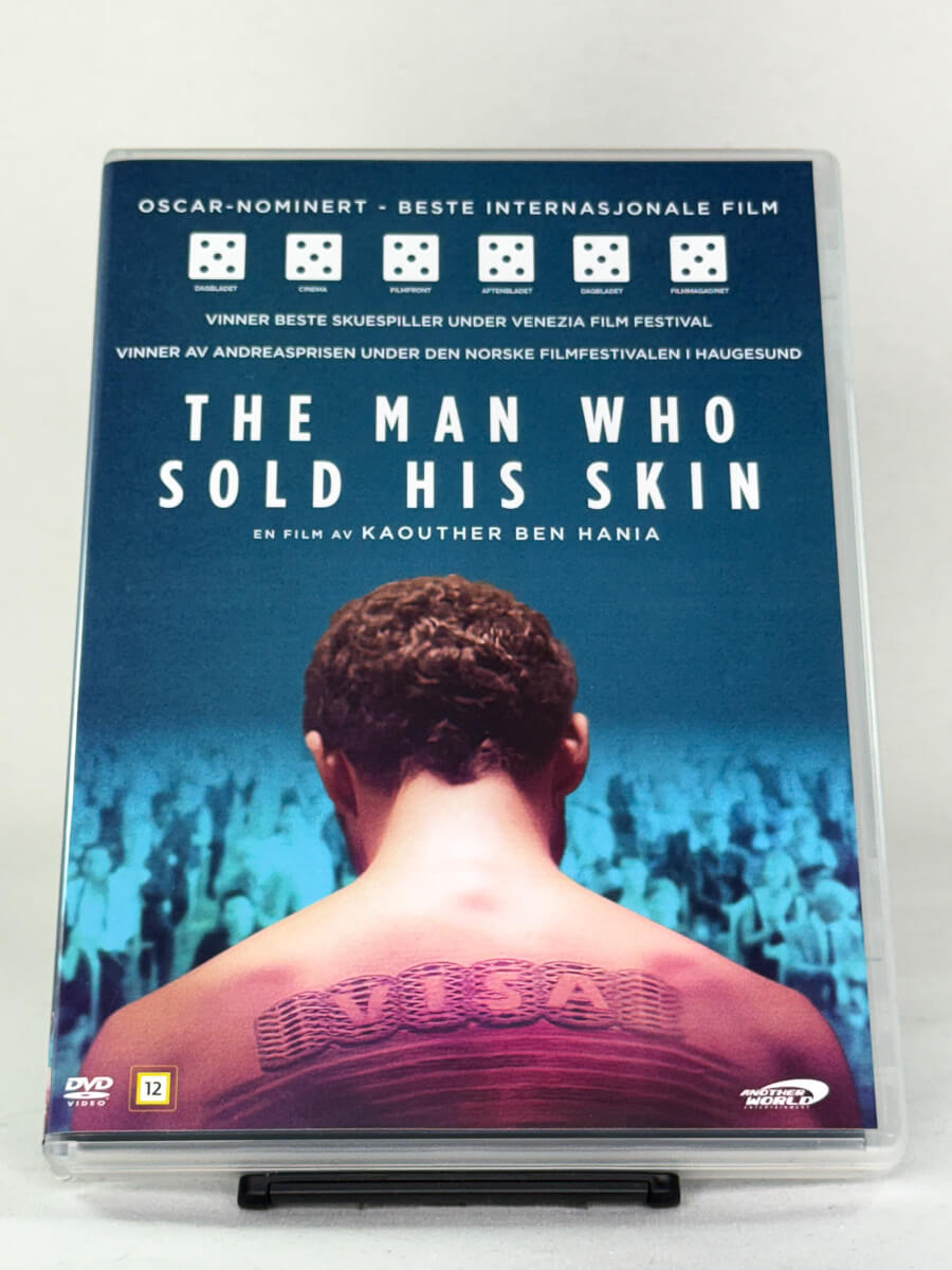 Forside av DVD-cover til The Man Who Sold His Skin, brukt DVD-film hos Brukbar Film.
