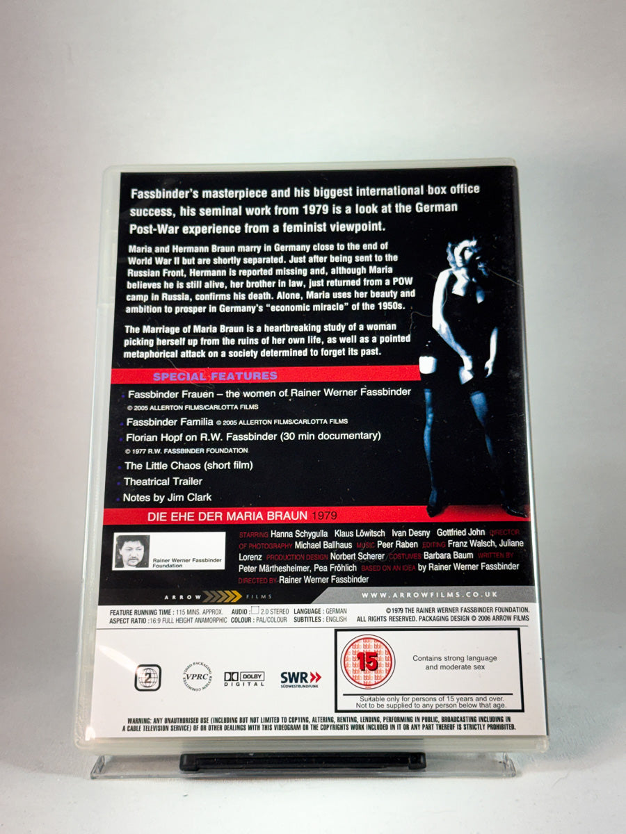 Bakside av cover til The Marriage of Maria Braun, brukt DVD hos Brukbar Film