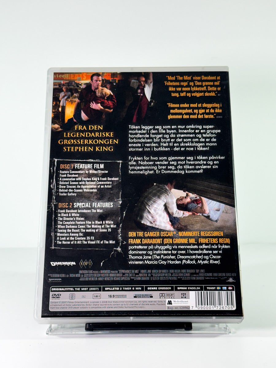 Bakside av cover til the mist, brukt original DVD hos Brukbar Film