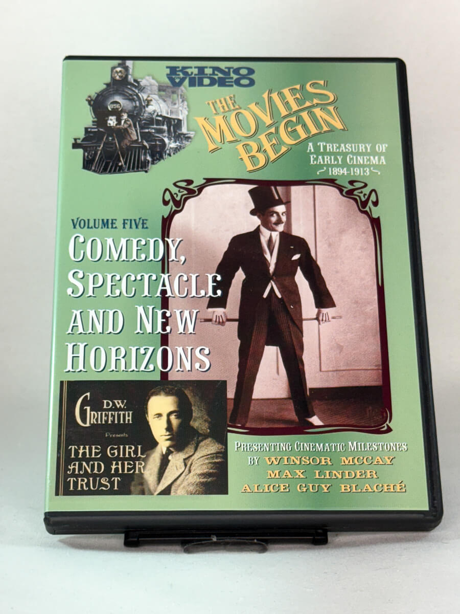 Forside av DVD-cover til The Movies Begin Vol. 5 – Comedy, Spectacle and New Horizons, brukt DVD tilgjengelig hos Brukbar Film