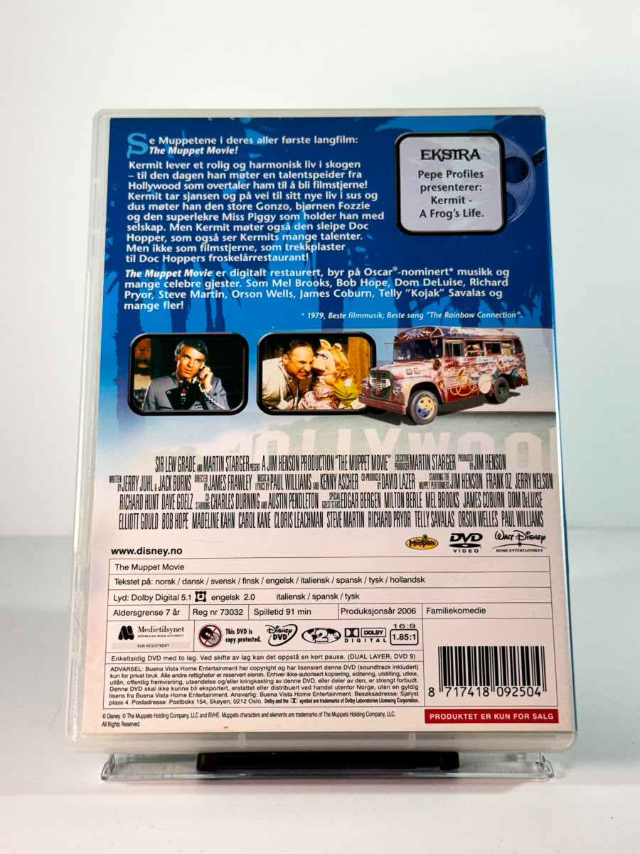 Bakside av cover til the muppet movie, brukt original DVD hos Brukbar Film