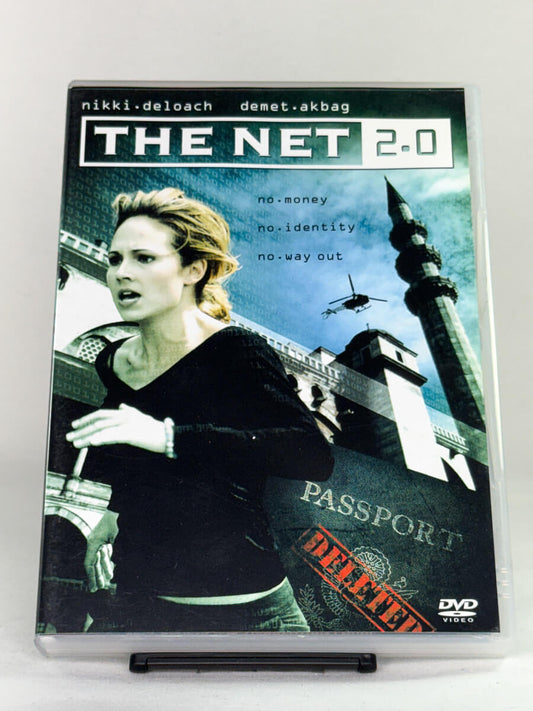 Forside av DVD-cover til The Net 2.0 – oppfølger til 90-tallsthrilleren Nettet, brukt actionfilm på DVD fra Brukbar Film