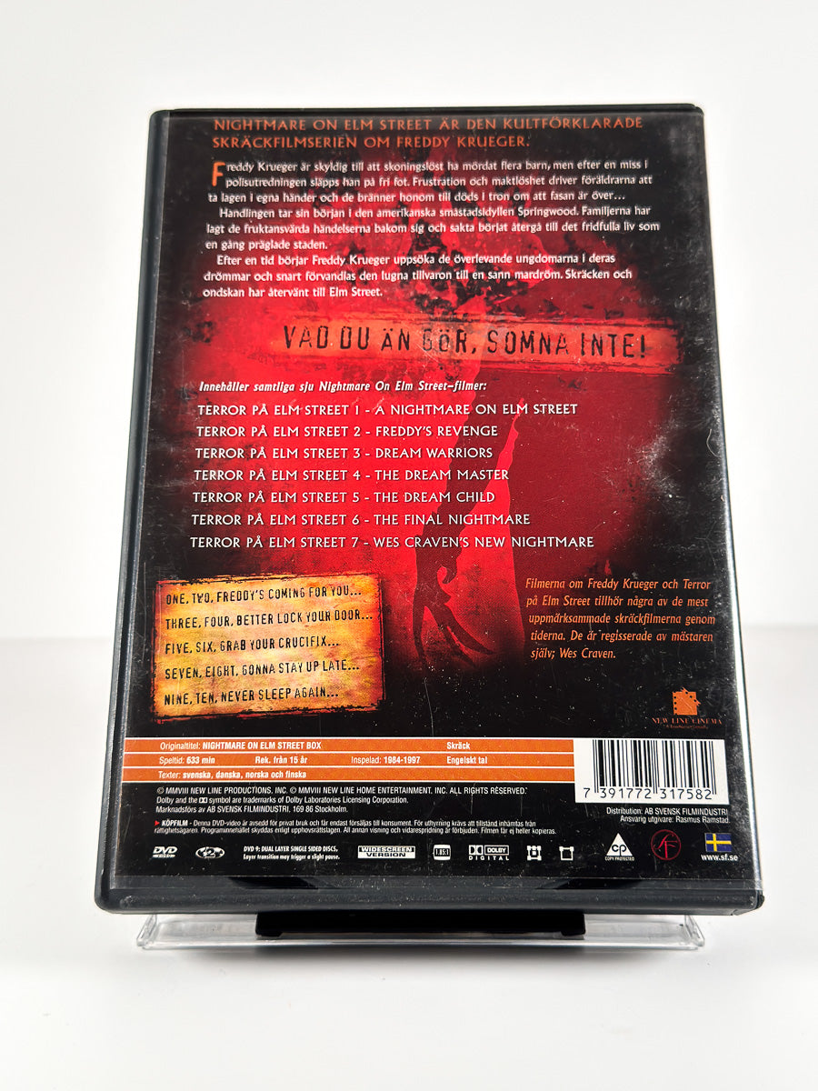 Bakside av cover til The Nightmare on Elm Street Collection på DVD