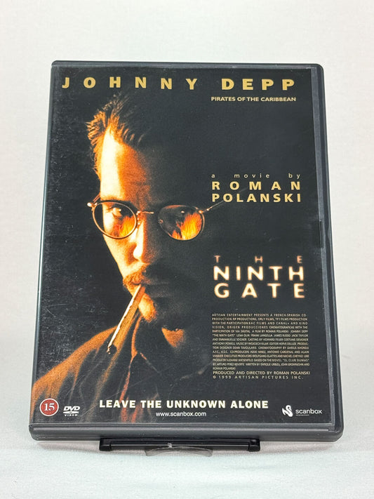 Brukt DVD-film The Ninth Gate – forside av filmcover, original brukt thriller på DVD fra Brukbar Film
