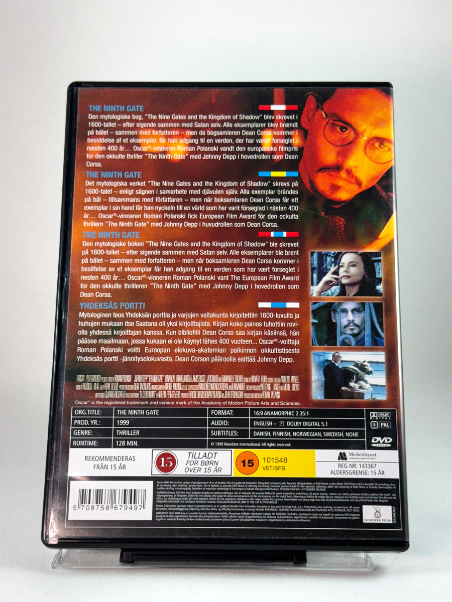 Bakside av DVD-cover til The Ninth Gate, bruktfilm hos nettbutikken Brukbar Film