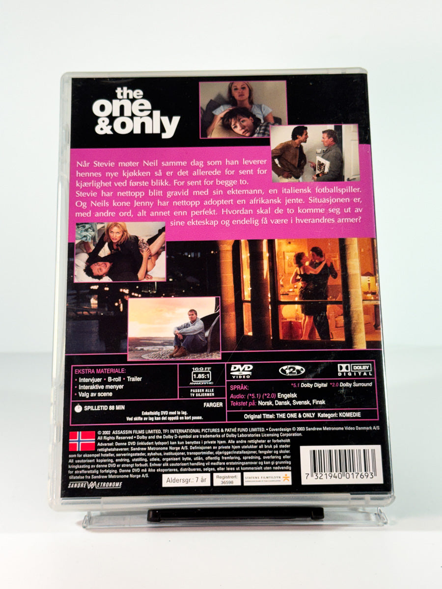 Bakside av cover til The One and Only, brukt original DVD hos Brukbar Film