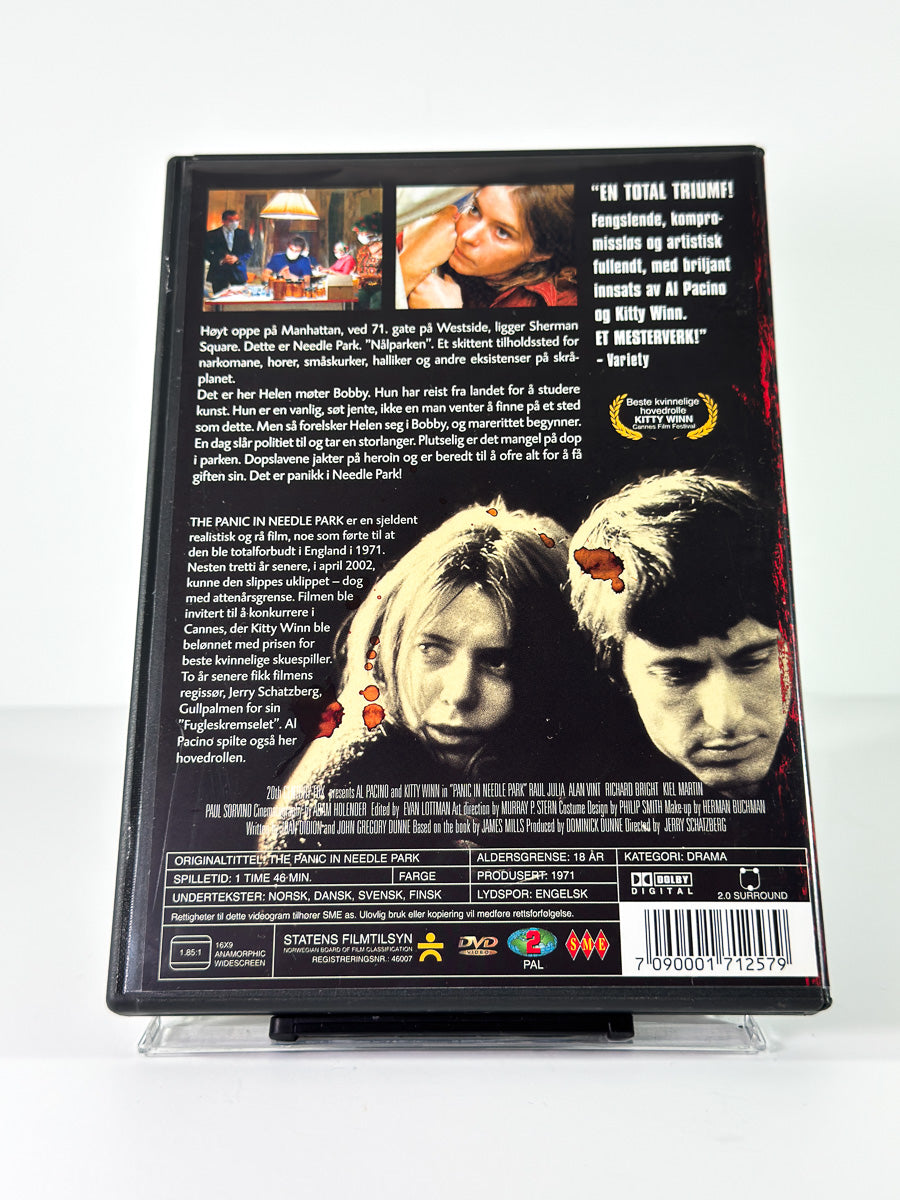 Bakside av cover til The Panic in Needle Park på DVD