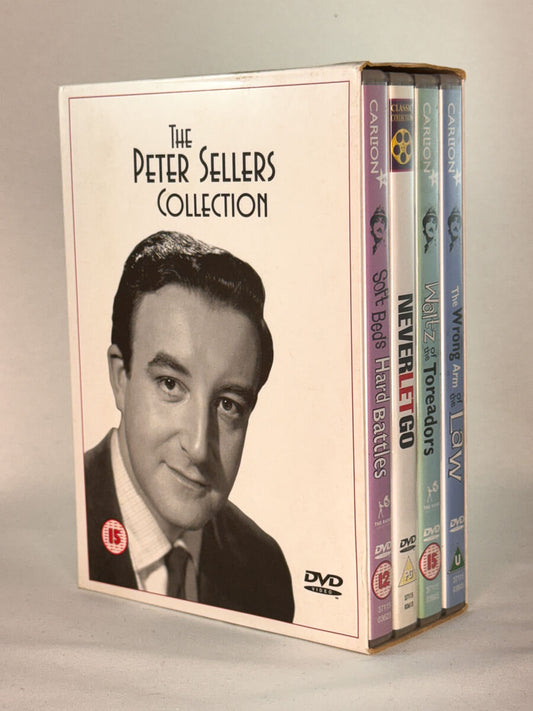 Forside av samleboksen The Peter Sellers Collection – klassiske britiske komedier med Peter Sellers, original bruktfilm på DVD fra Brukbar Film
