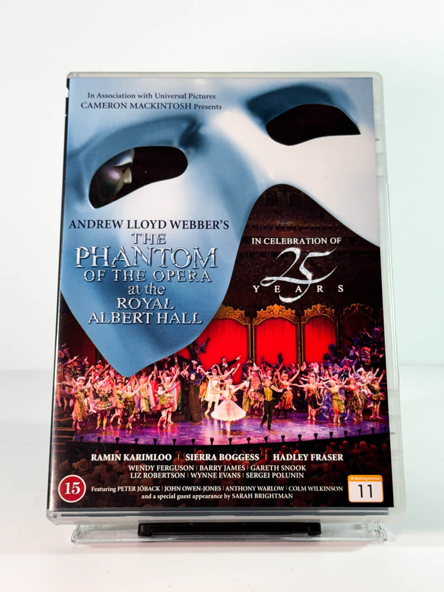 Forside av cover til the phantom of the opera at the royal albert hall, bruktfilm på DVD hos Brukbar Film