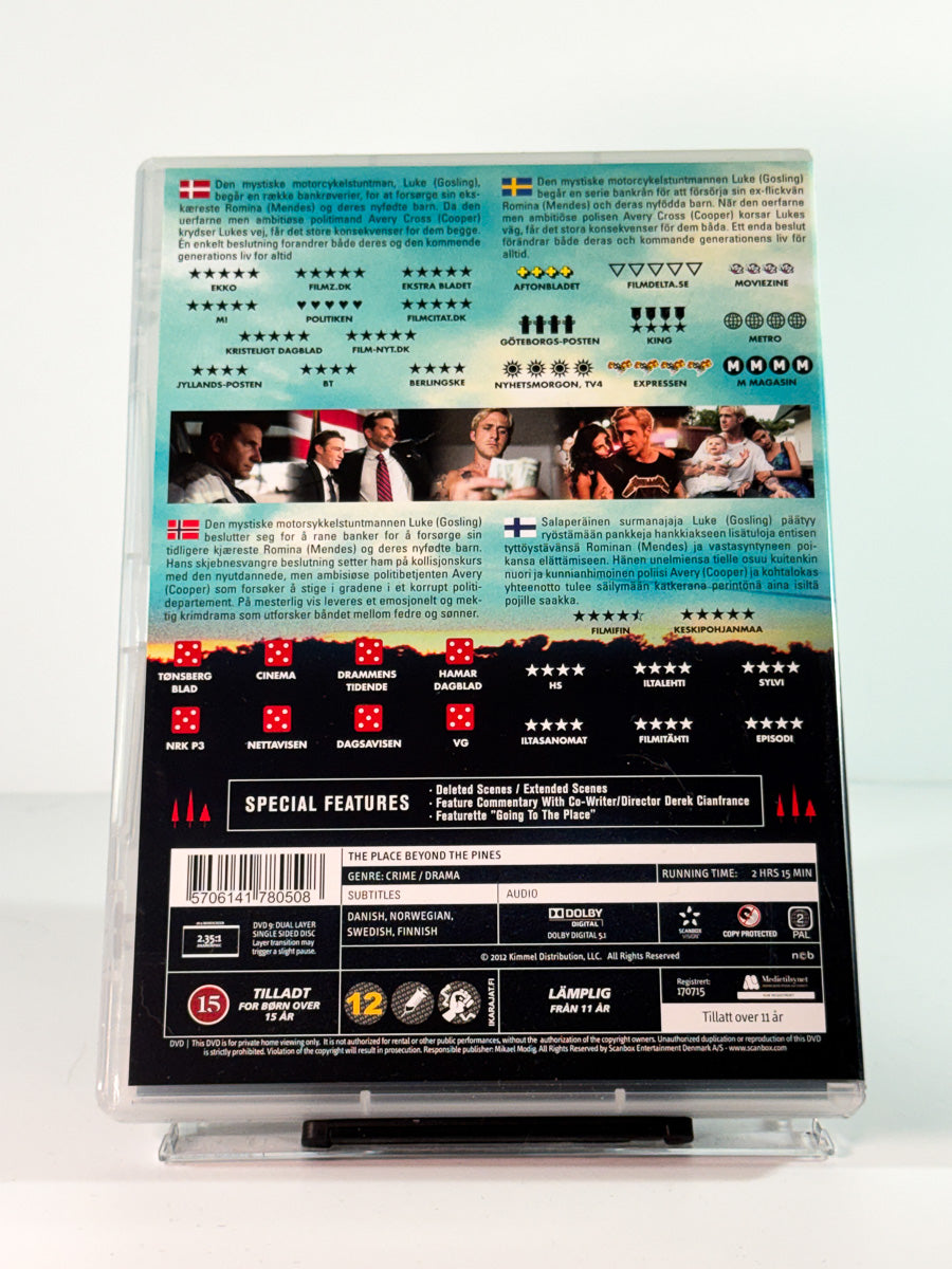 Bakside av cover til the place beyond the pines, bruktfilm hos nettbutikken Brukbar Film