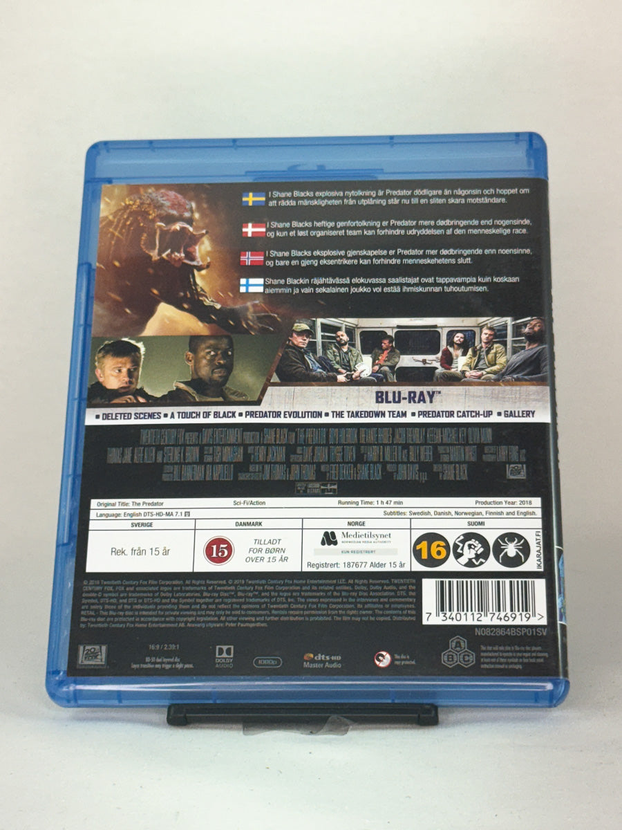 Bakside av Blu-ray-cover til The Predator – brukt actionfilm i Predator-serien, kjøp originalfilm hos Brukbar Film.