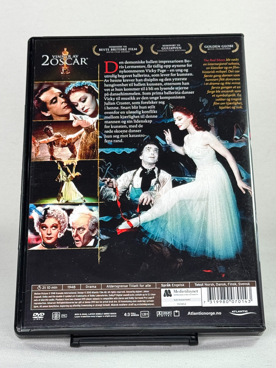 Bakside av DVD-cover til The Red Shoes – klassisk brukt film på DVD, tilgjengelig hos Brukbar Film