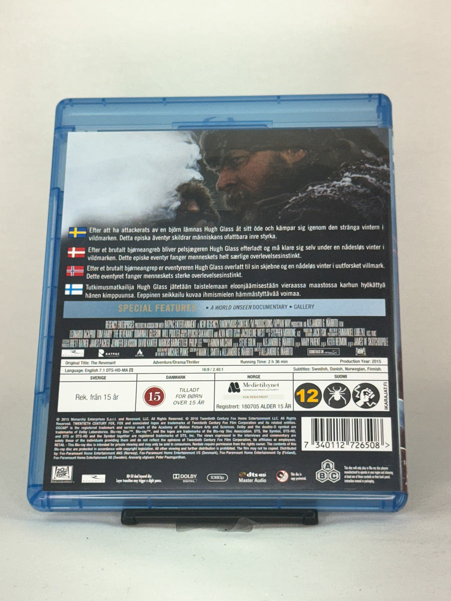 Bakside av Blu-ray-cover for The Revenant – Oscar-belønnet brukt film på Blu-ray hos Brukbar Film