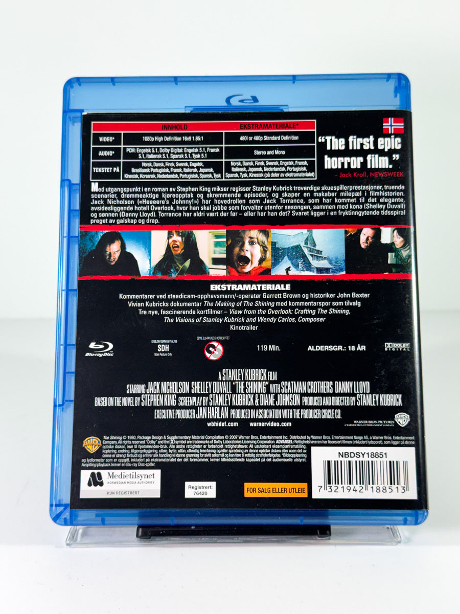 Bakside av cover til The Shining, brukt original Blu-ray hos Brukbar Film
