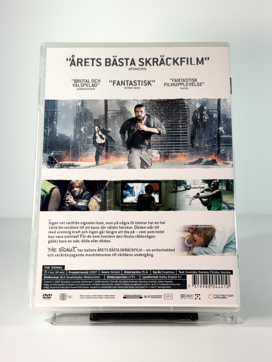 Bakside av cover til The Signal, brukt original DVD hos Brukbar Film