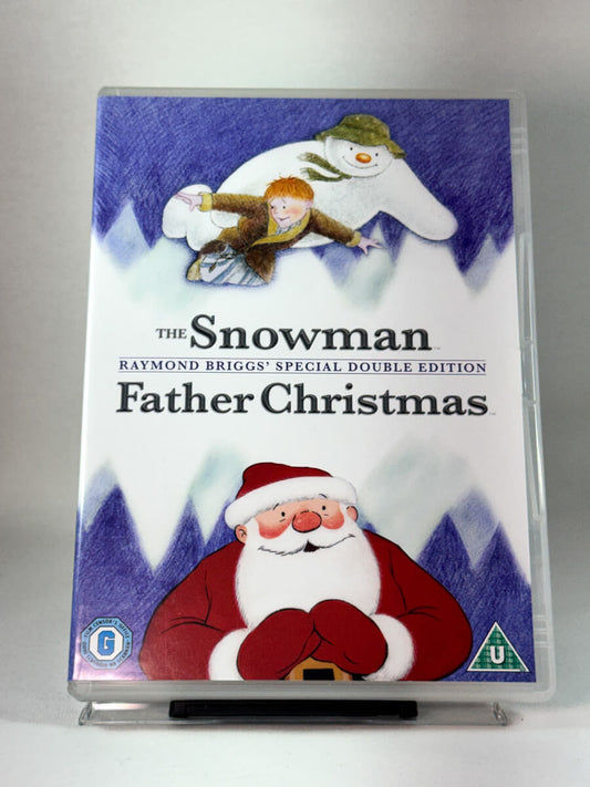 Forside av DVD-cover til The Snowman / Father Christmas, Raymond Briggs’ animerte juleklassikere, brukt DVD hos Brukbar Film