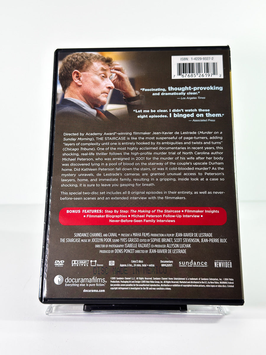 Bakside av cover til The Staircase, brukt original DVD hos Brukbar Film