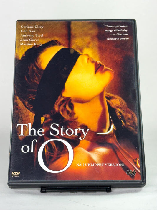 Forside av brukt DVD The Story of O – erotisk klassiker basert på Pauline Réages bok, originalt filmcover hos Brukbar Film