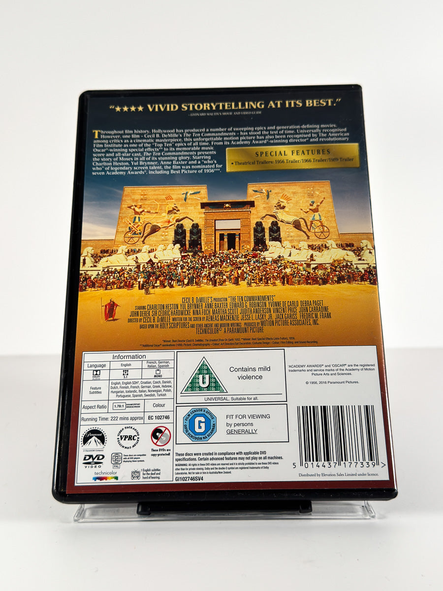 Bakside av cover til The Ten Commandments på DVD