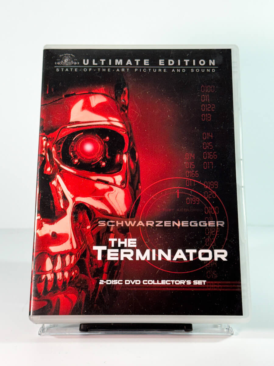 Forside av cover til the terminator, brukt original DVD hos Brukbar Film