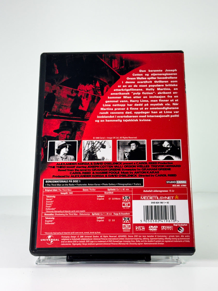 Bakside av cover til the third man, brukt DVD hos Brukbar Film