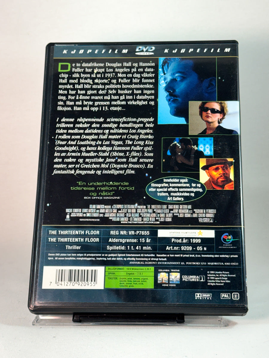 Bakside av cover til The Thirteenth Floor, bruktfilm hos nettbutikken Brukbar Film