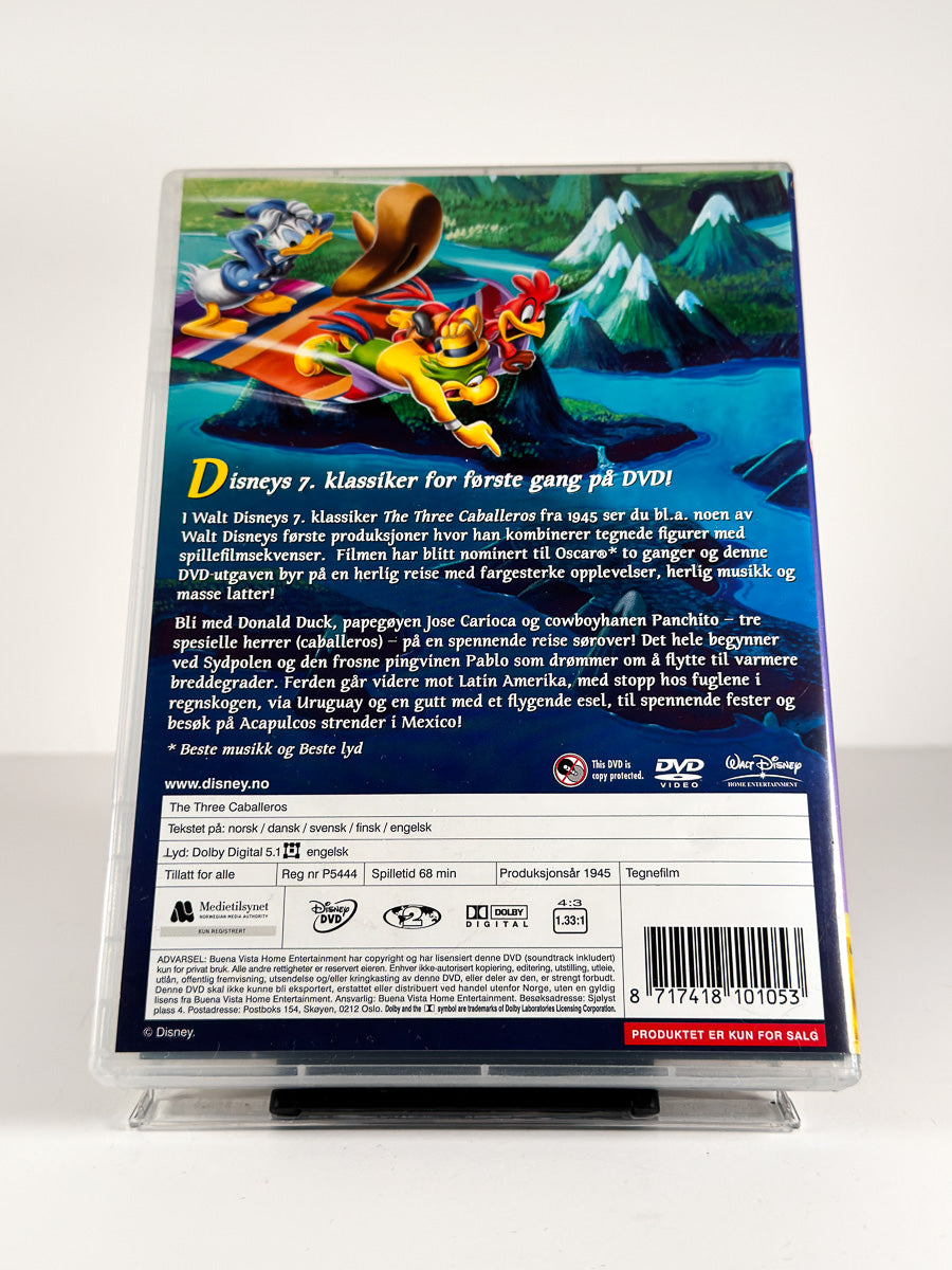 Bakside av cover til The Three Caballeros på DVD