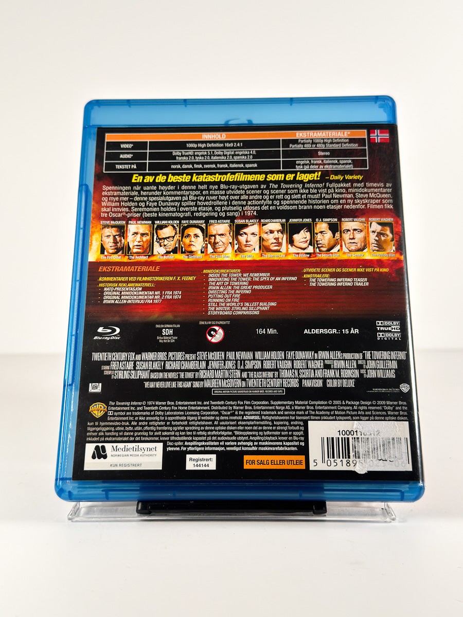 Bakside av cover til The Towering Inferno – Inferno i flammer på Blu-ray