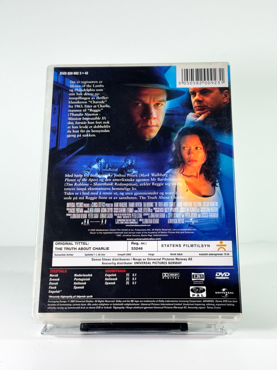Bakside av cover til the truth about charlie, brukt original DVD hos Brukbar Film
