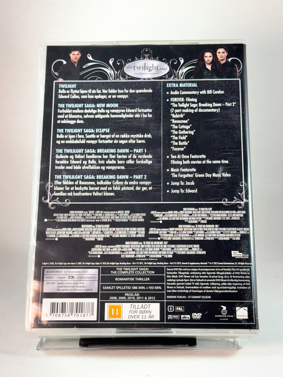 Bakside av cover til The Twilight Saga – The Complete Collection, brukt original DVD hos Brukbar Film