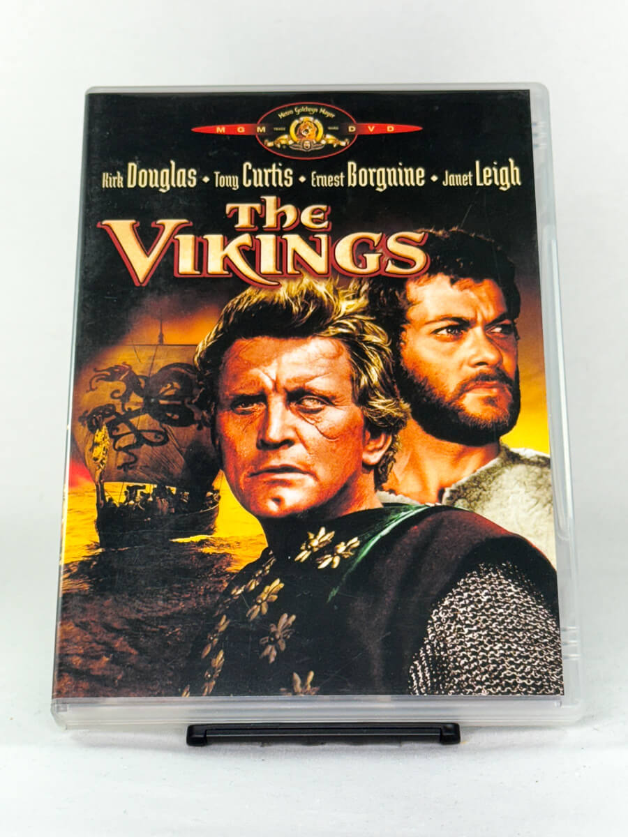Forside av DVD-cover til The Vikings, brukt DVD hos Brukbar Film