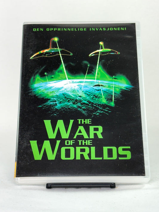 Forside av DVD-cover til The War of the Worlds – original sci-fi-klassiker basert på H.G. Wells’ roman, brukt DVD hos Brukbar Film.