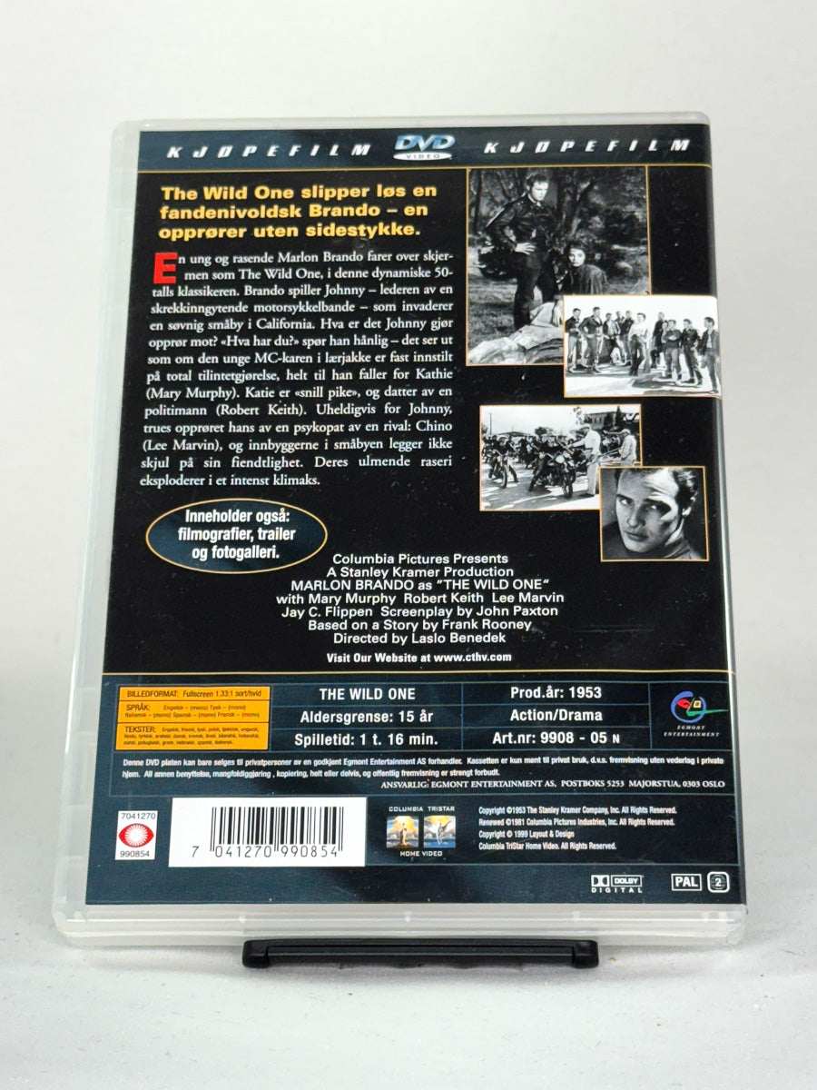 Bakside av The Wild One DVD-cover – brukt klassikerfilm tilgjengelig hos Brukbar Film