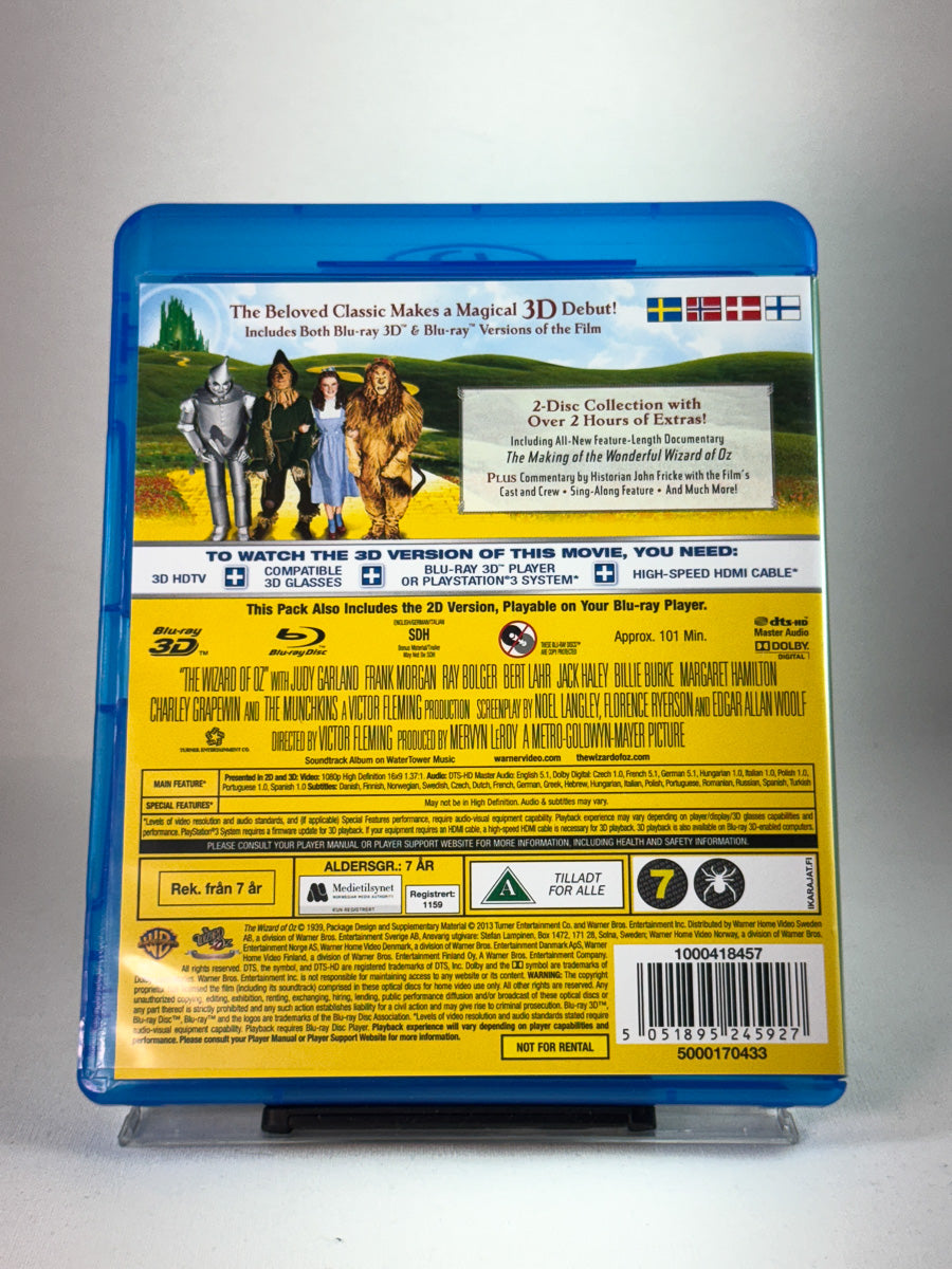 Bakside av DVD-cover til The Wizard of Oz (Blu-ray 3D), bruktfilm hos nettbutikken Brukbar Film
