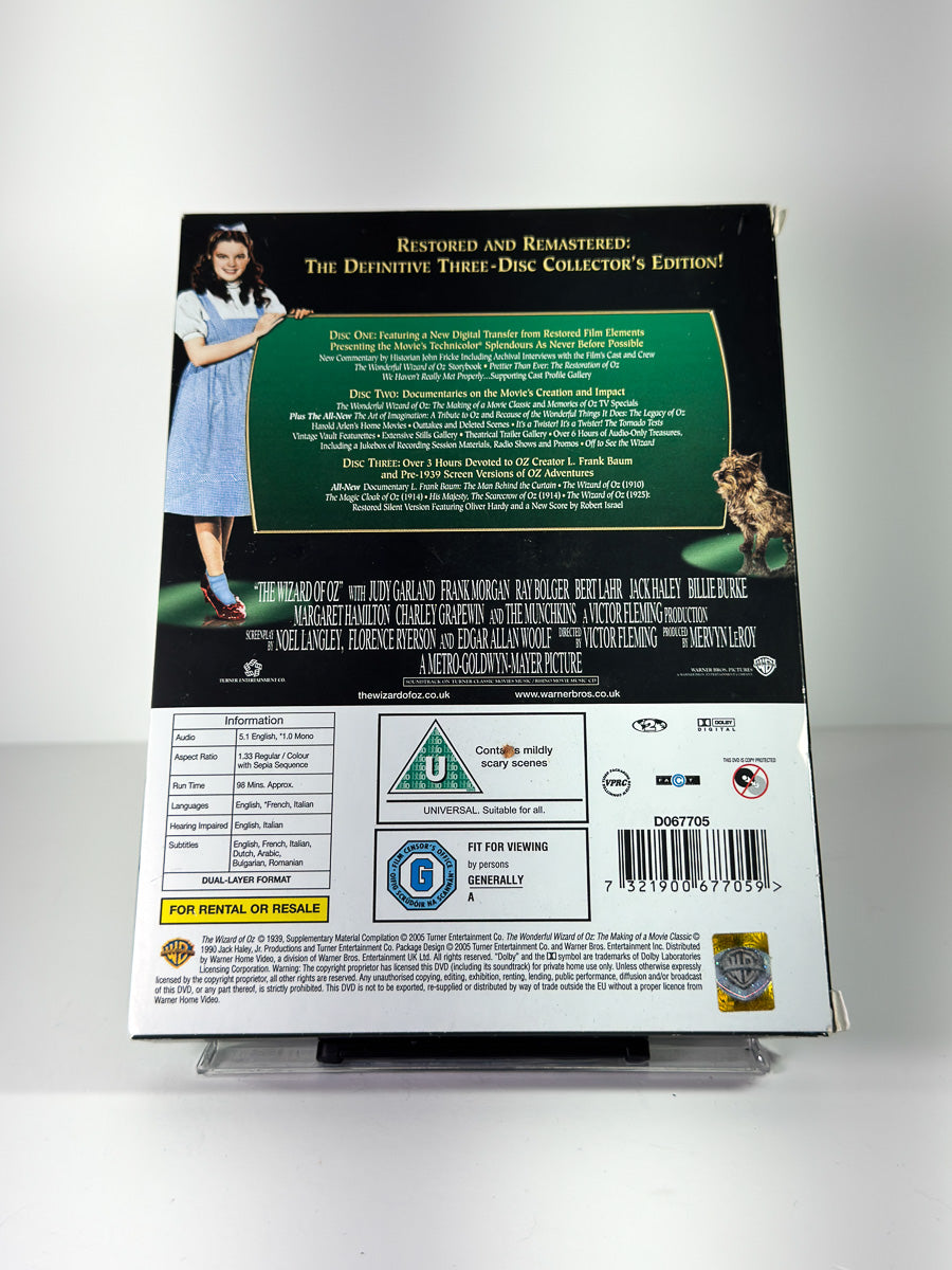 Bakside av cover til The Wizard of Oz på DVD