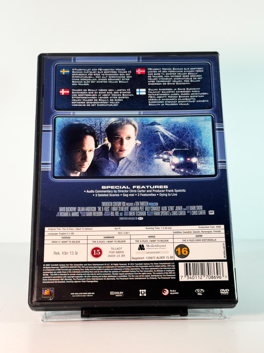 Bakside av cover til The X-Files – I Want to Believe, bruktfilm hos nettbutikken Brukbar Film