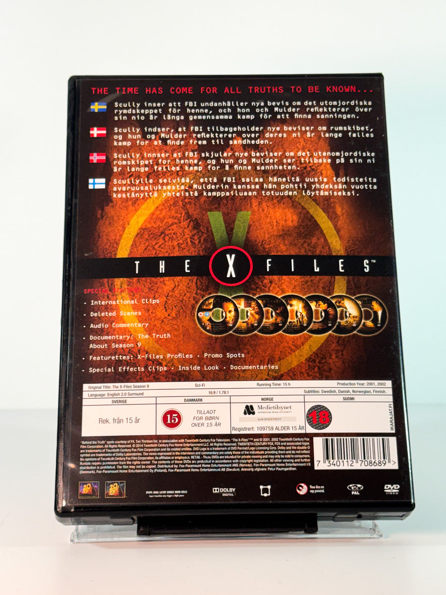 Bakside av cover til The X-Files – Season 9, brukt original DVD hos Brukbar Film