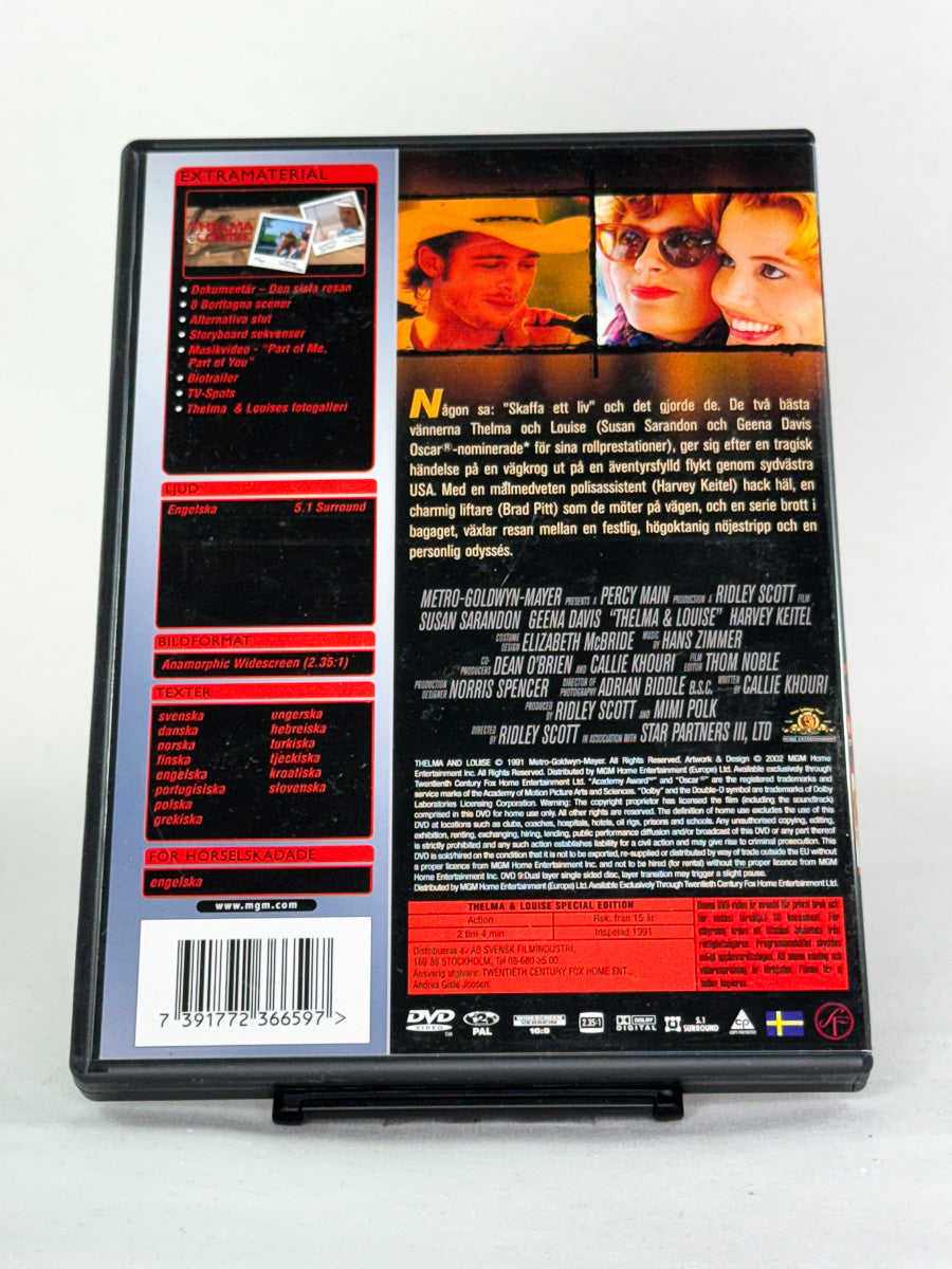 DVD-cover-bakside til filmen Thelma & Louise – Brukt DVD fra nettbutikken Brukbar Film