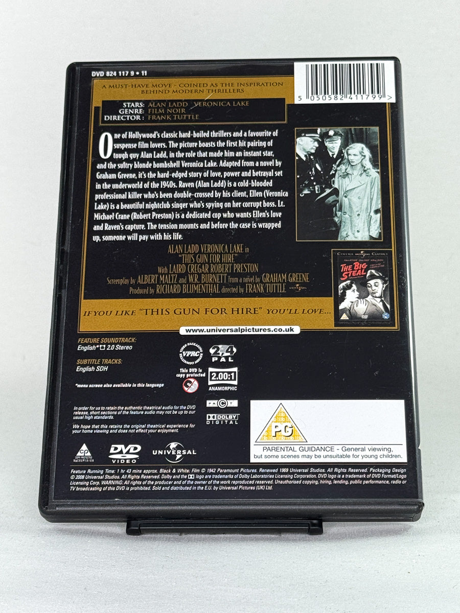 Bakside av DVD-cover til This Gun for Hire – original klassiker på brukt DVD, kjøp hos Brukbar Film