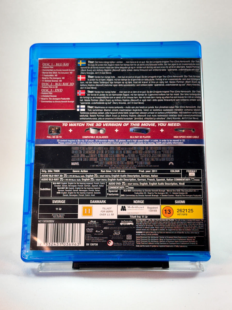 Thor – bakside av Blu-ray-cover, actionfylt superheltfilm fra Marvel, bruktfilm hos Brukbar Film