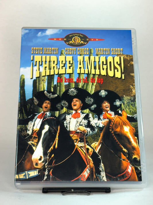 Forside av DVD-cover til Three Amigos!, brukt original DVD hos Brukbar Film